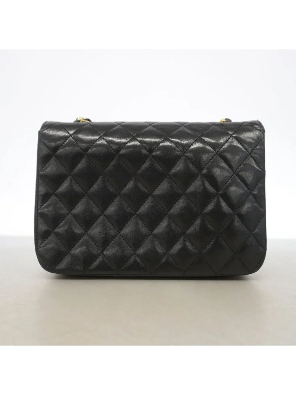 Chanel Shoulder Bag Quilted Lambskin Black Gold